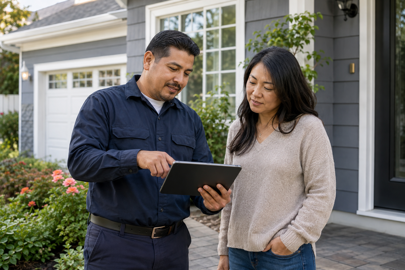 Contractor reviewing a project with a homeowner